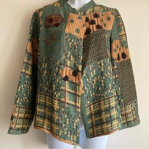 Anita Dongre Grass Root Line Blend Patterned Beaded Cardigan Blazer Jacket, Sz S